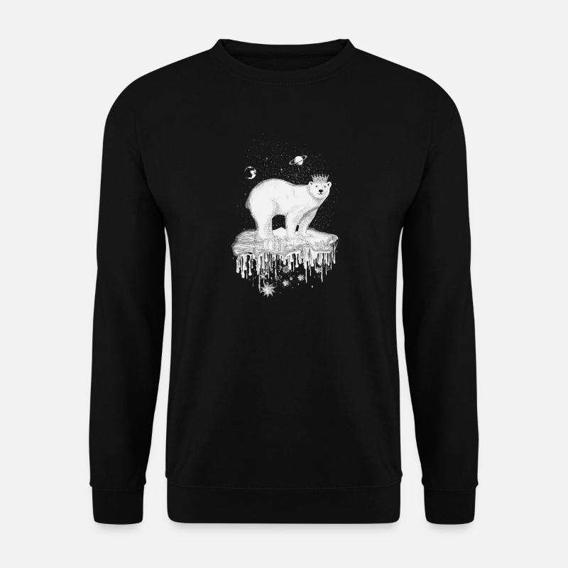 Eisbär mit Krone auf Eisscholle - Unisex Pullover - Schwarz