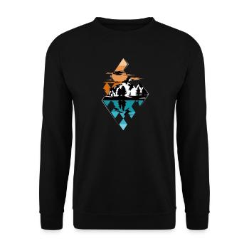 Pattern Mountains Mountain Lake Symbol Logo icon Graphic - Unisex Sweatshirt - black - Front - Alina (178cm) & Michal (187cm)