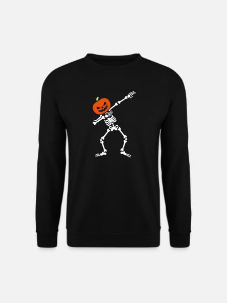 Dabbing Skelett dab Kürbis Kopf Halloween - Unisex Pullover - Schwarz