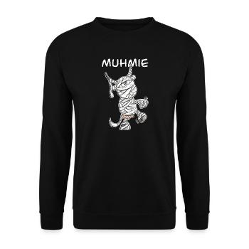 MUHmie I Kuh Mumie Wortspiel - Unisex Pullover - Schwarz - Vorne - Alina (178cm) & Michal (187cm)