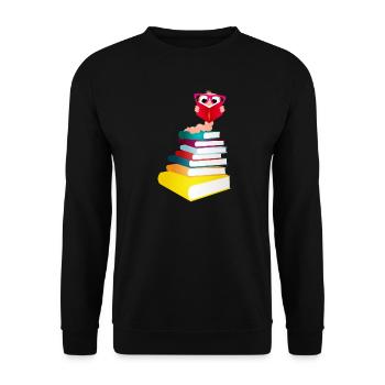 Knowledge-thirsty bookworm while reading a book - Unisex Sweatshirt - black - Front - Alina (178cm) & Michal (187cm)