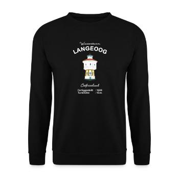 Insel Langeoog, Wasserturm, Wahrzeichen - Unisex Pullover - Schwarz - Vorne - Alina (178cm) & Michal (187cm)