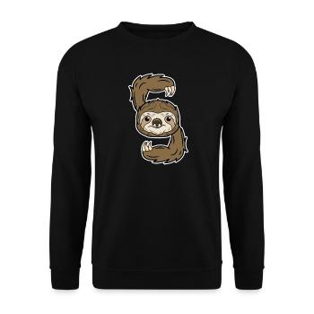 Säugetier Tier Faultier Urwaldbewohner Dschungel - Unisex Pullover - Schwarz - Vorne - Alina (178cm) & Michal (187cm)