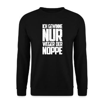 Ich gewinne nur wegen Noppe Tischtennisspieler - Unisex Pullover - Schwarz - Vorne - Alina (178cm) & Michal (187cm)