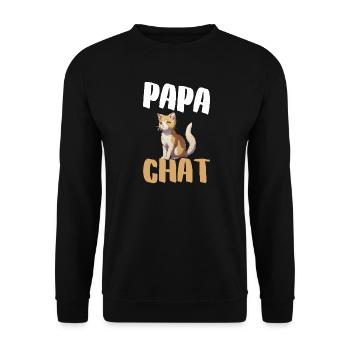 Papa Chat: Chat orange et Typo Large - Sweat-shirt Unisexe - noir - Devant - Alina (178cm) & Michal (187cm)