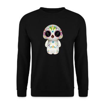 cute sugar skull with colorful ornaments - Unisex Sweatshirt - black - Front - Alina (178cm) & Michal (187cm)