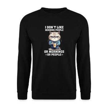 i dont like morning people Cat coffee - Unisex Pullover - Schwarz - Vorne - Alina (178cm) & Michal (187cm)
