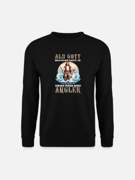 Lustiger Gott Angler Hobby Angeln Spruch - Unisex Pullover - Schwarz