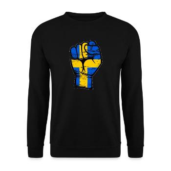 Sweden flag fist hand icon used - Unisex Sweatshirt - black - Front - Alina (178cm) & Michal (187cm)