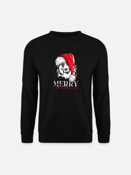 Santa Australian Shepherd Merry Christmas Wilsigns - Unisex Pullover - Schwarz