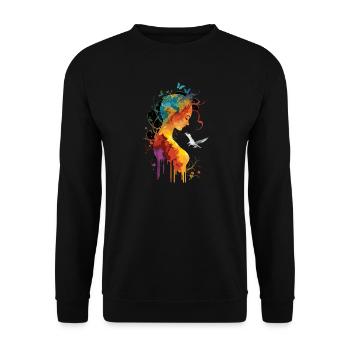 Âme terrifiée avec papillon et colombe - Sweat-shirt Unisexe - noir - Devant - Alina (178cm) & Michal (187cm)