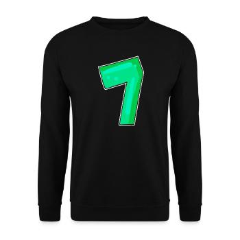 Zahl 7 Nummer Sieben - Unisex Pullover - Schwarz - Vorne - Alina (178cm) & Michal (187cm)