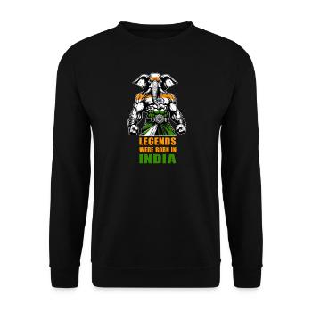Motif de légendes d'éléphants d'Inde - Sweat-shirt Unisexe - noir - Devant - Alina (178cm) & Michal (187cm)
