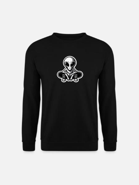 Alien Skater on Skateboard - Unisex Sweatshirt - black