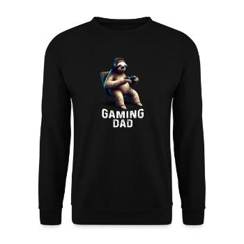 Gaming Dad Faultier Geschenk für Zocker Väter - Unisex Pullover - Schwarz - Vorne - Alina (178cm) & Michal (187cm)