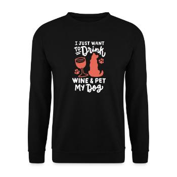 Hundeliebhaber Weintrinker - Unisex Pullover - Schwarz - Vorne - Alina (178cm) & Michal (187cm)