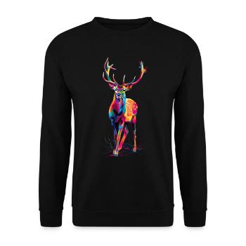 Reh - Unisex Pullover - Schwarz - Vorne - Alina (178cm) & Michal (187cm)