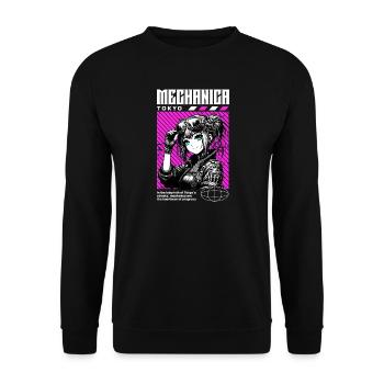 Mechanica Tokyo – Cyberpunk Anime Design - Unisex Pullover - Schwarz - Vorne - Alina (178cm) & Michal (187cm)