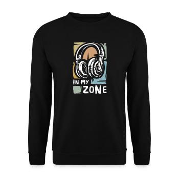 Icône de casque vintage - Logo de In My Zone Music - Sweat-shirt Unisexe - noir - Devant - Alina (178cm) & Michal (187cm)