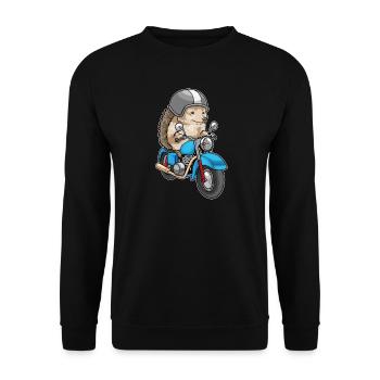 Hedgehog Motorcycle - Unisex Sweatshirt - black - Front - Alina (178cm) & Michal (187cm)