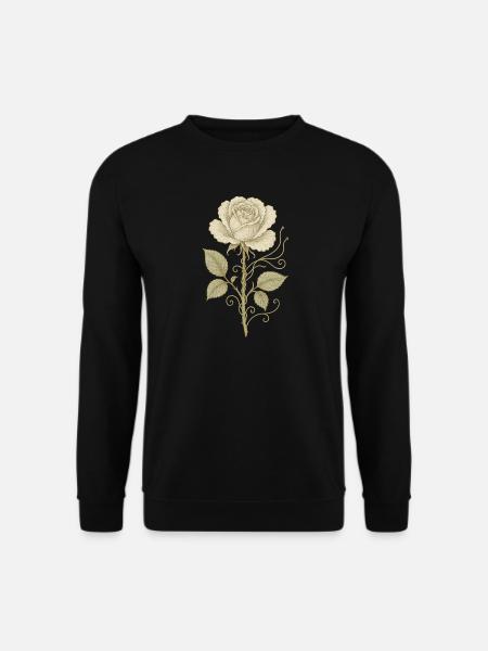 Vintage Rose Pencil Drawing - Unisex Sweatshirt - black