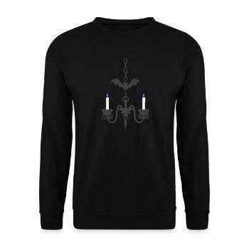 Fledermaus-Kronleuchter halloweenLook - Unisex Pullover - Schwarz - Vorne - Alina (178cm) & Michal (187cm)