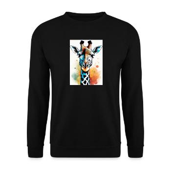 Abstract Geometric Giraffe Art - Unisex Sweatshirt - black - Front - Alina (178cm) & Michal (187cm)