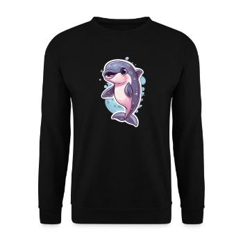 Dolphin - Unisex Sweatshirt - black - Front - Alina (178cm) & Michal (187cm)