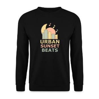 Lo-Fi Sunset Hoodie – Urban Beats Streetwear - Unisex Sweatshirt - black - Front - Alina (178cm) & Michal (187cm)