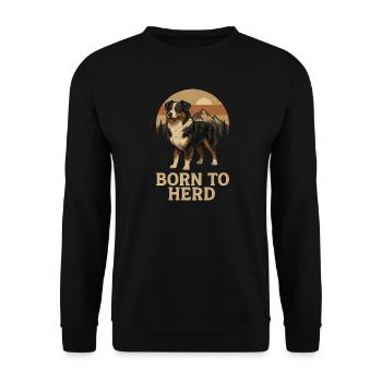 Berger australien né pour un troupeau rétro - Sweat-shirt Unisexe - noir - Devant - Alina (178cm) & Michal (187cm)