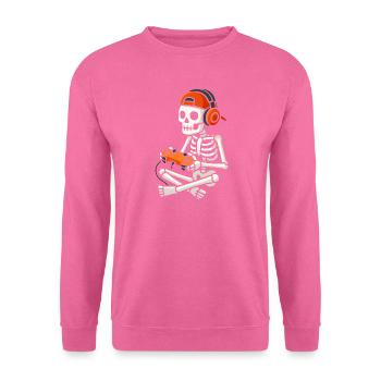 Skelett Gamer in Kopfhörern Halloween - Unisex Pullover - Pink - Vorne