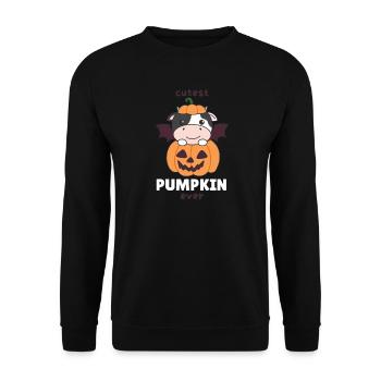 Vache citrouille d'Halloween, la citrouille la plus mignonne de tous les temps - Sweat-shirt Unisexe - noir - Devant - Alina (178cm) & Michal (187cm)