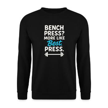 Drôle de développé couché Meme Spot Me Bro Powerlifting - Sweat-shirt Unisexe - noir - Devant - Alina (178cm) & Michal (187cm)
