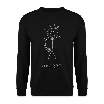Dragon. (lignes blanches) (par Leni Riosa) - Sweat-shirt Unisexe - noir - Devant - Alina (178cm) & Michal (187cm)