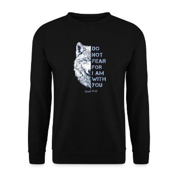 Religiöses Zitat Bibelvers - Unisex Pullover - Schwarz - Vorne - Alina (178cm) & Michal (187cm)