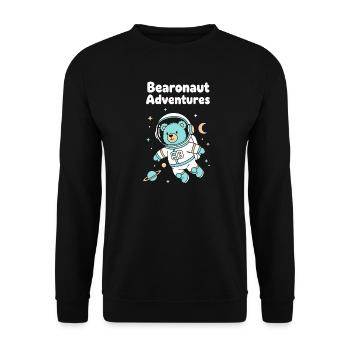 Bearonaut Abenteuer Raum - Unisex Pullover - Schwarz - Vorne - Alina (178cm) & Michal (187cm)