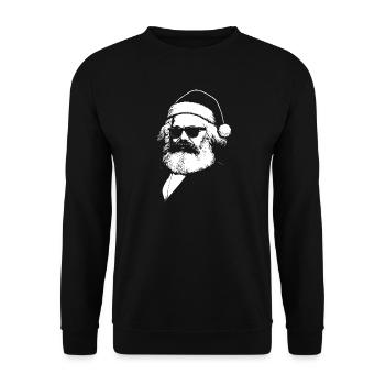 Karl Marx als Weihnachtsmann - Unisex Pullover - Schwarz - Vorne - Alina (178cm) & Michal (187cm)