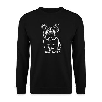 Französische Bulldogge Hundewelpe Hundebaby  - Unisex Pullover - Schwarz - Vorne - Alina (178cm) & Michal (187cm)