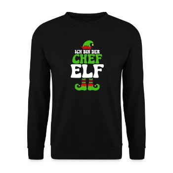 Ich bin der Chef Elf - Unisex Pullover - Schwarz - Vorne - Alina (178cm) & Michal (187cm)
