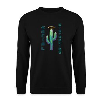 Social Distancing Cactus - Unisex Sweatshirt - black - Front - Alina (178cm) & Michal (187cm)