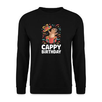 Capybara Anniversaire Cappy Anniversaire Drôle de capy - Sweat-shirt Unisexe - noir - Devant - Alina (178cm) & Michal (187cm)