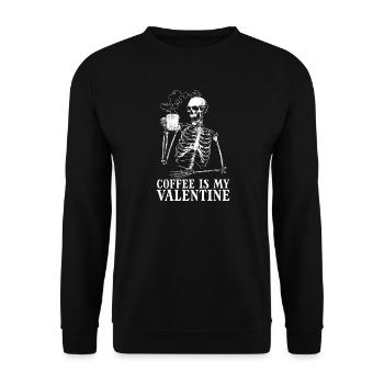 Coffee Is My Valentine's Day – Skeleton Coffee for M - Unisex Sweatshirt - black - Front - Alina (178cm) & Michal (187cm)
