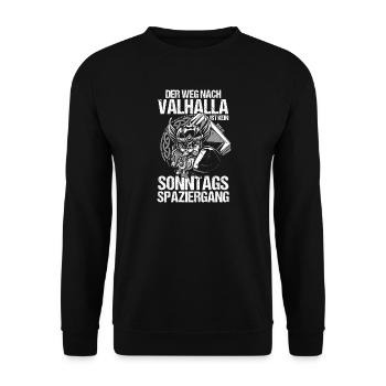 Mittelalter Schildwall Mittelaltermarkt Wikinger - Unisex Pullover - Schwarz - Vorne - Alina (178cm) & Michal (187cm)