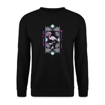 Roll With It Flamingo - Unisex Sweatshirt - black - Front - Alina (178cm) & Michal (187cm)
