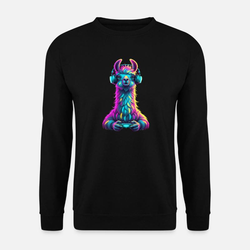 Llama Gaming Tier Videospiele Lustiges Llama - Unisex Pullover - Schwarz
