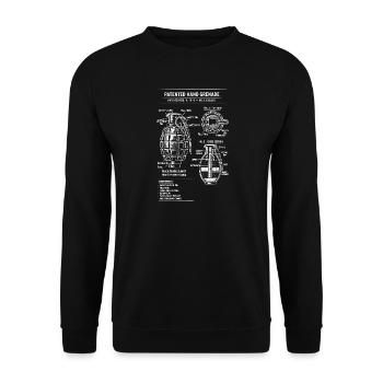 Patentblaupause für Vintage-Granaten - Unisex Pullover - Schwarz - Vorne - Alina (178cm) & Michal (187cm)