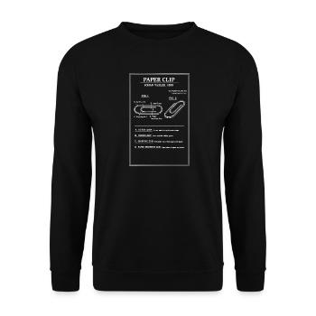 Vintage Büroklammer-Patent-Bauplandiagramm - Unisex Pullover - Schwarz - Vorne - Alina (178cm) & Michal (187cm)