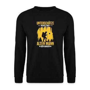 Never underestimate old man hiking - Unisex Sweatshirt - black - Front - Alina (178cm) & Michal (187cm)