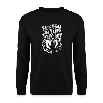 My hold in life is a grip - Unisex Sweatshirt - black - Front - Alina (178cm) & Michal (187cm)