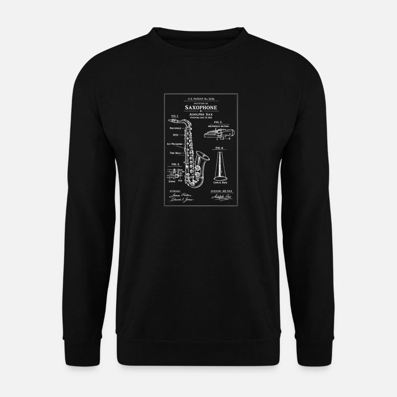 Saxophon-Blueprint-Patentdiagramm - Unisex Pullover - Schwarz